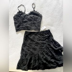 Express black lace skirt and crop top set size XS / 0